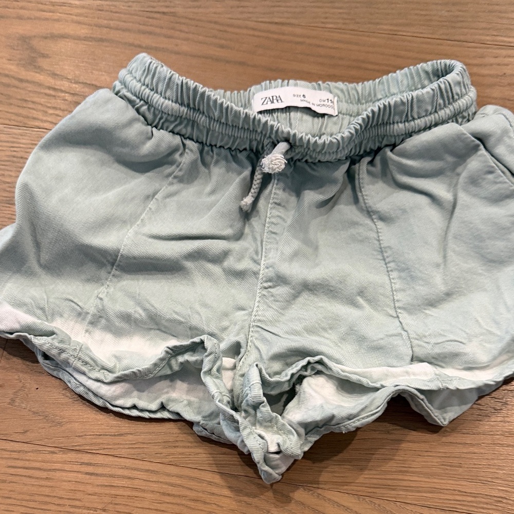 Zara Soft Blue Elastic Waist Shorts